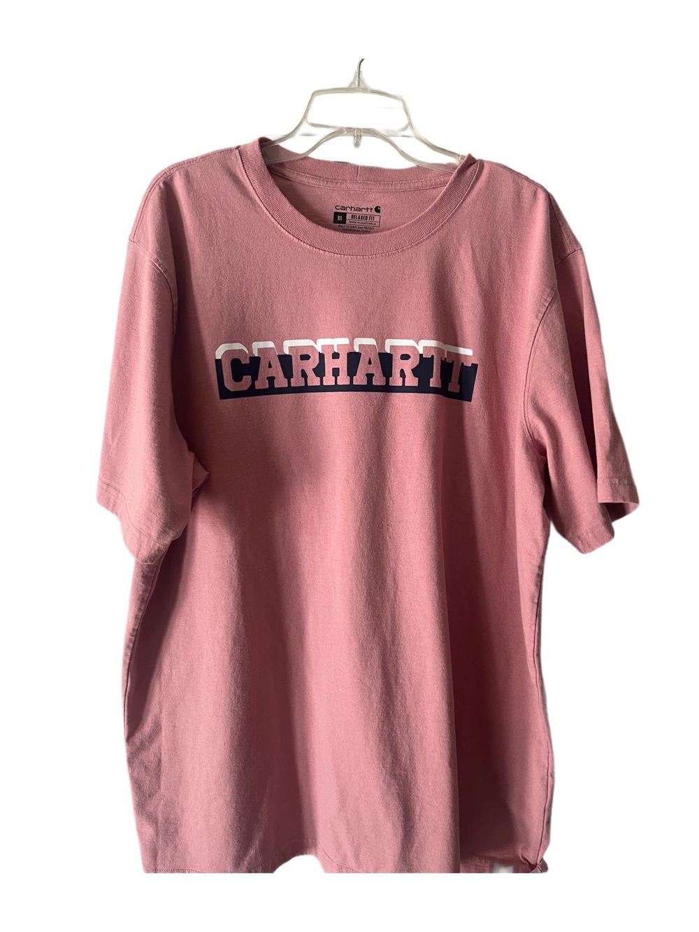Carhartt Relaxed Fit Logo Graphic T-Shirt Pink XL Workwear Tee